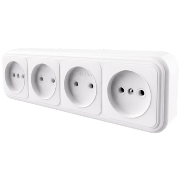 Розетка 4-местная без заземляющего контакта, 250В, 16А, IP20, PST16-60-20 (RA 16-464-Б), бел 1022742 Розетка 4-местная без заземляющего контакта, 250В, 16А, IP20, PST16-60-20 (RA 16-464-Б), бел 1022742
