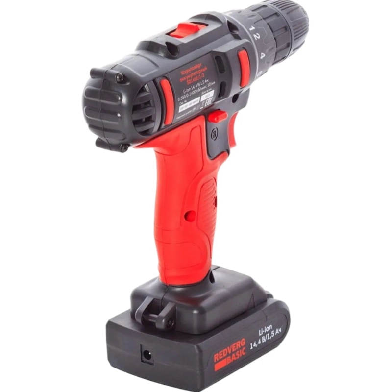 Дрель-шуруповерт акк. REDVERG Basic SD14LE/1-2 АКБ x Li-ion  (14В, 1.5 Ач)