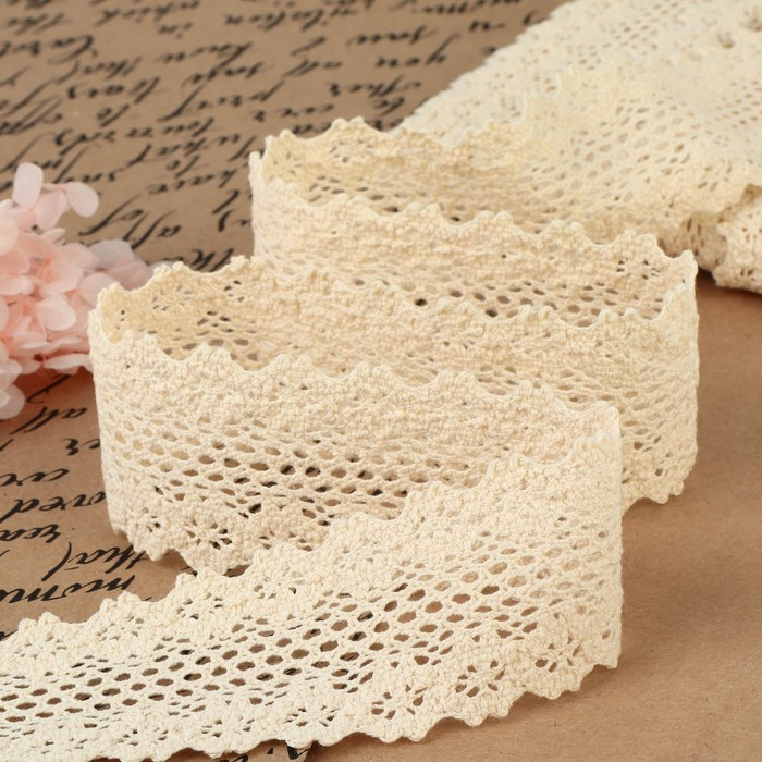 Кружево вязаное, 45 мм × 10 ± 1 м, цвет бежевый Кружево вязаное, 45 мм × 10 ± 1 м, цвет бежевый