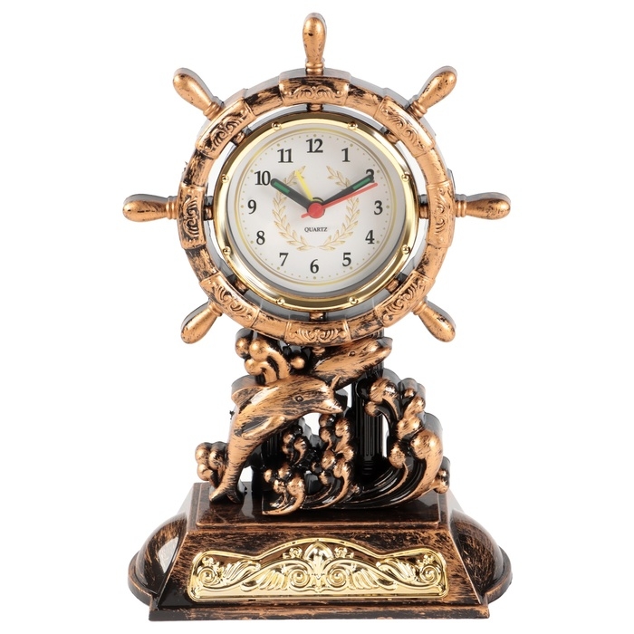 Часы - будильник настольные Часы - будильник настольные "Штурвал", дискретный ход, циферблат d-7 см, 15 х 22.5 см, АА