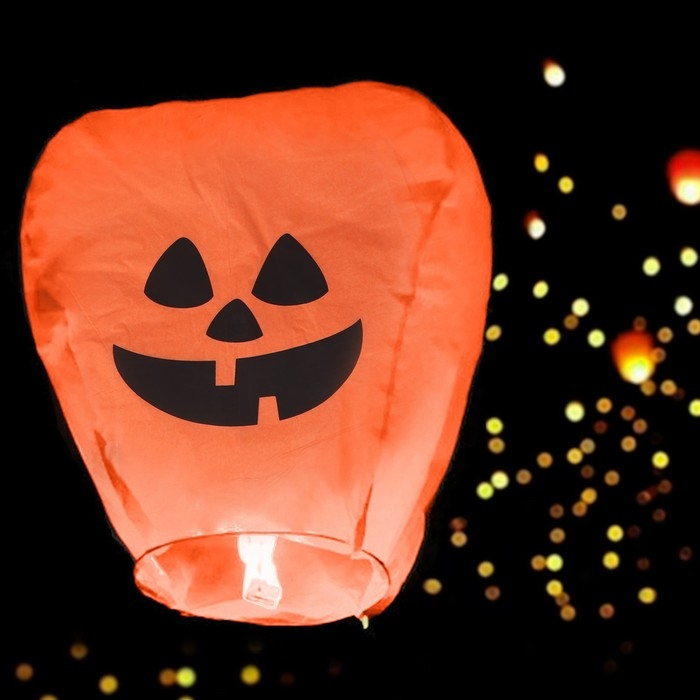 Фонарик желаний &laquo;Тыква&raquo;, хеллоуин, купол, оранжевый
