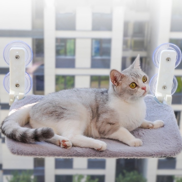 Гамак для кошки на окно, 45*30 см, вес до 6 кг, пакет, серый Гамак для кошки на окно, 45*30 см, вес до 6 кг, пакет, серый