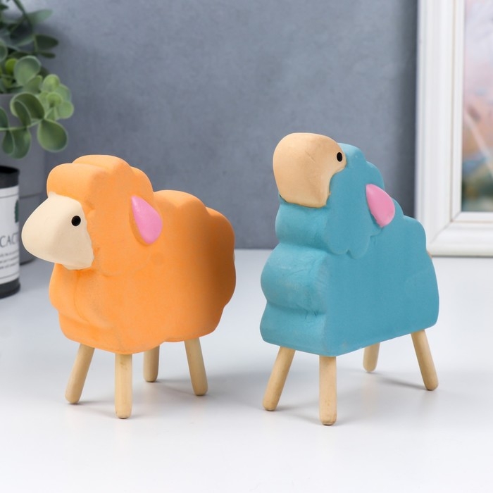 Сувенир керамика "Барашки" набор 2 шт 10,8х3,6х11,3 см 11,5х3,7х10,2 см