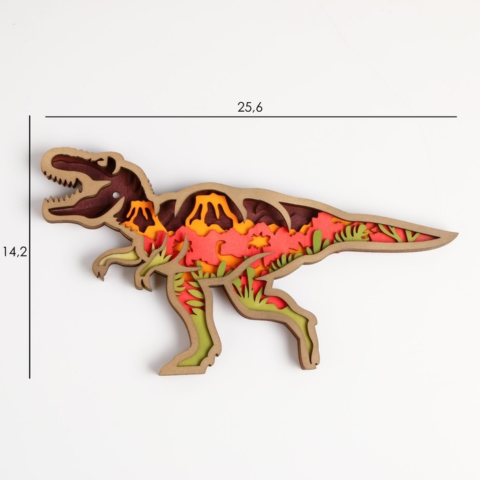Панно интерьерное дерево  Панно интерьерное дерево "Тирекс. До нашей эры" 25,6х14,2 см