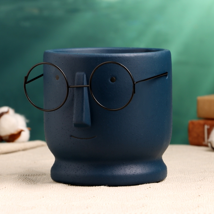 Кашпо  Кашпо "Горшок который выжил" 14х14х13см, синее