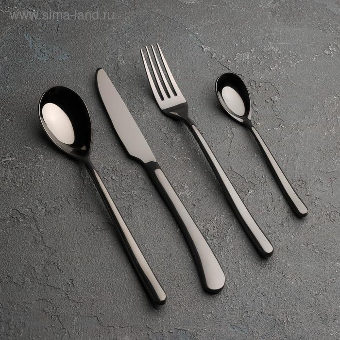 Столовые приборы из нержавеющей стали Magistro «Джентри», 4 предмета, цвет чёрный Столовые приборы из нержавеющей стали Magistro «Джентри», 4 предмета, цвет чёрный