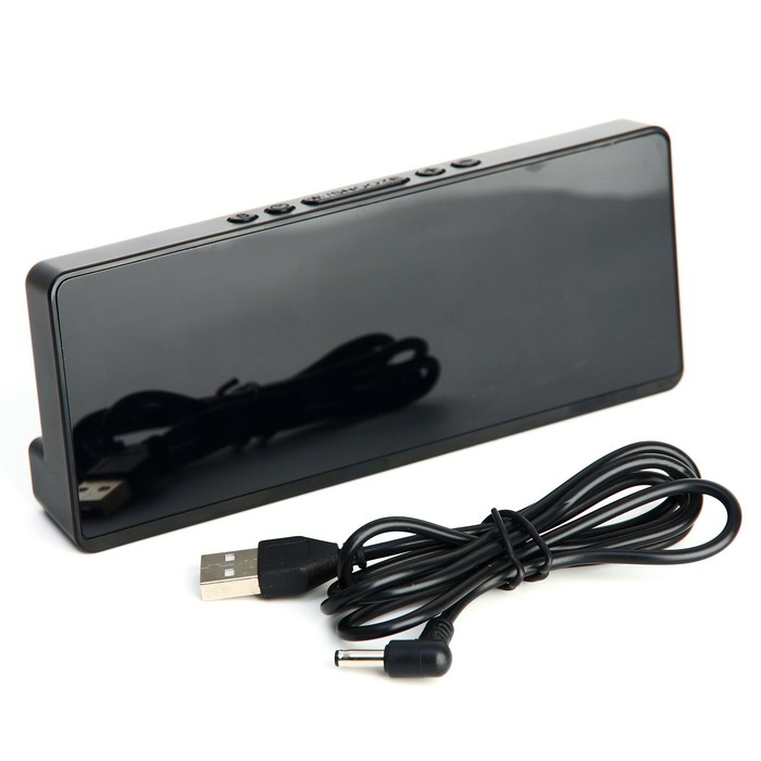 Часы - будильник электронные настольные с термометром, календарем, 15 х 6.3 см, ААА, USB Часы - будильник электронные настольные с термометром, календарем, 15 х 6.3 см, ААА, USB