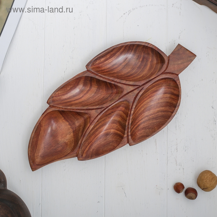 Менажница "Лист" дерево 2,3х32х17 см