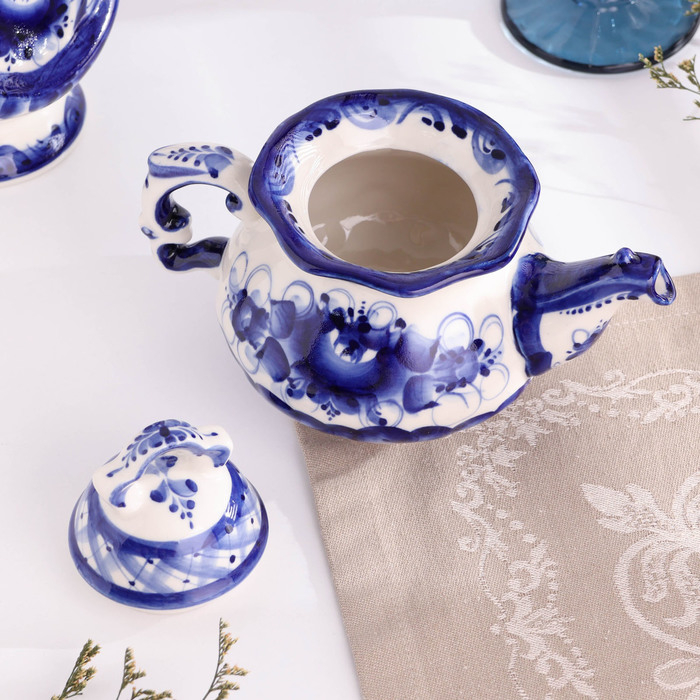 Чайник Чайник "Утро", малый, гжель, фарфор, 12х15 см