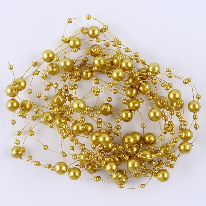 Леска для декора с бусинками, длина — 4,8 м, цвет золотой Леска для декора с бусинками, длина — 4,8 м, цвет золотой