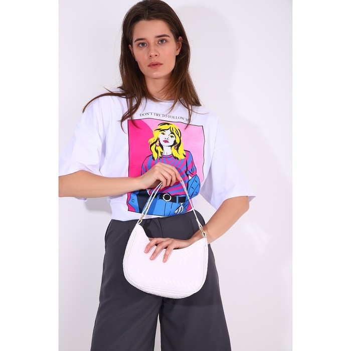 Сумка-багет на молнии, цвет белый Сумка-багет на молнии, цвет белый