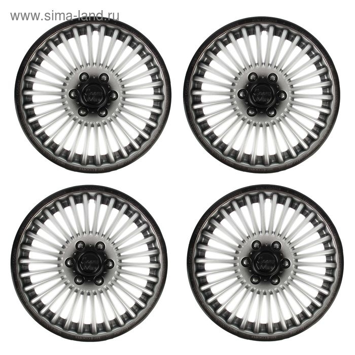 Колпаки колесные R15 Колпаки колесные R15 "МИНИ-КУПЕР", серебристо-черный, набор 4 шт.