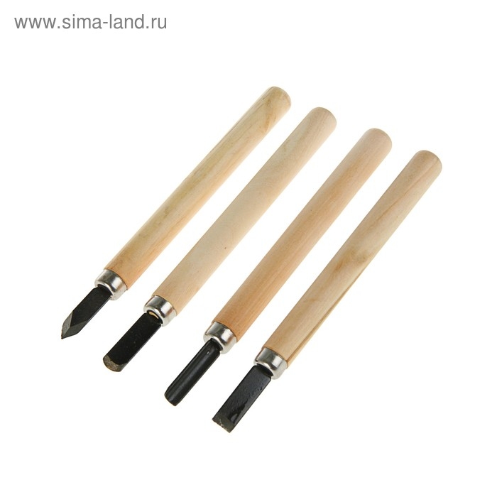 Набор резцов по дереву ЛОМ, деревянная рукоятка, 4 шт. Набор резцов по дереву ЛОМ, деревянная рукоятка, 4 шт.