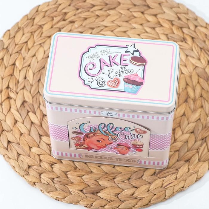 Банка для сыпучих продуктов Cake, 16×9,5×17,5 см, с окошком, цвет розовый
