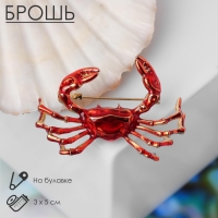 Брошь «Краб», цвет красный в золоте