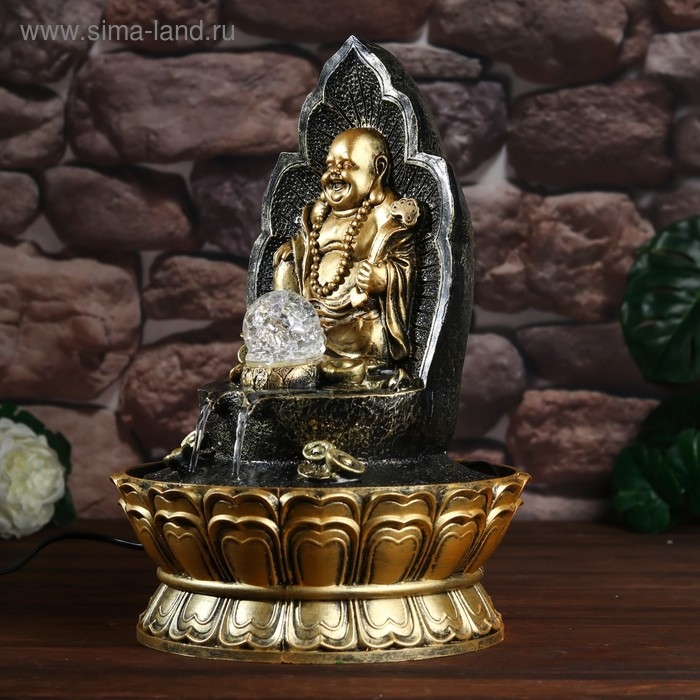 Фонтан настольный от сети, подсветка Фонтан настольный от сети, подсветка "Хотей на троне" 40х28х28 см