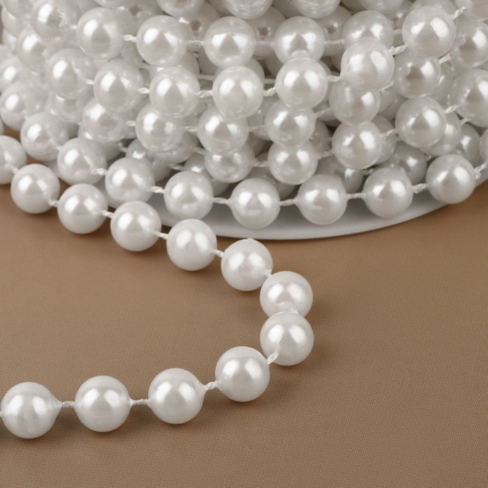Жемчуг на нитях, круглый, 8 мм, 9 ± 1 м, цвет белый Жемчуг на нитях, круглый, 8 мм, 9 ± 1 м, цвет белый