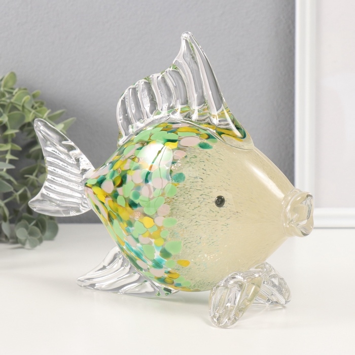 Сувенир стекло "Рыба в зеленую крапинку" 8х25х20 см