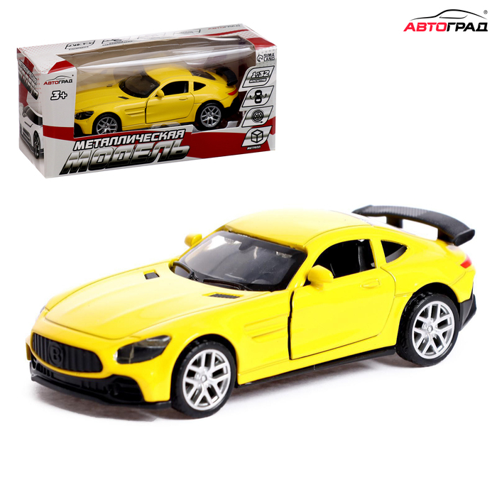Машина металлическая «ГиперКар», 1:32, инерция, открываются двери, цвет жёлтый Машина металлическая «ГиперКар», 1:32, инерция, открываются двери, цвет жёлтый