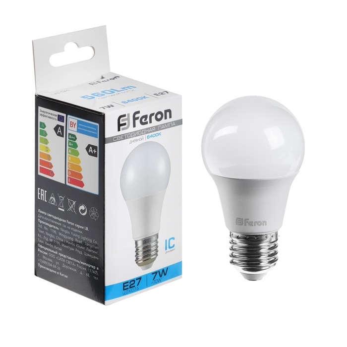 Лампа светодиодная FERON, (7W) 230V E27 6400K A60, LB-91 Лампа светодиодная FERON, (7W) 230V E27 6400K A60, LB-91