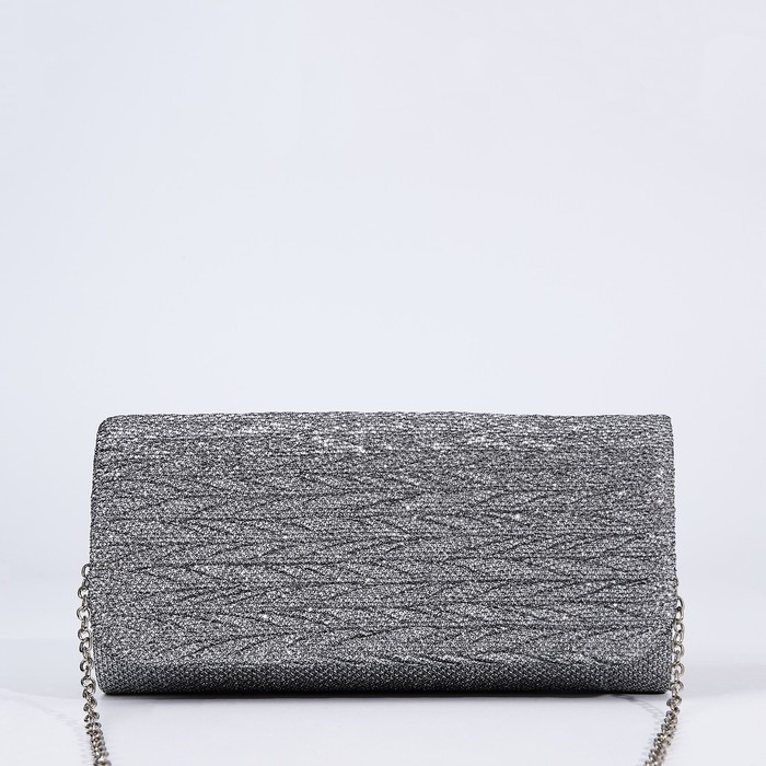 Сумка-клатч на магните, длинная цепь, цвет светло-серый Сумка-клатч на магните, длинная цепь, цвет светло-серый