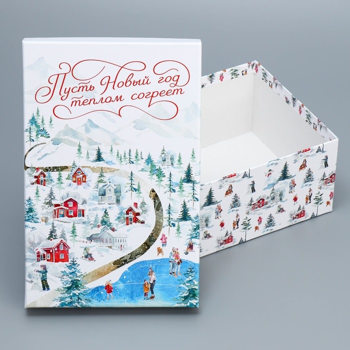 Набор подарочных коробок 10 в 1 «Новогодняя акварель», 12 х 7 х 4 - 32.5 х 20 х 12.5 см, Новый год