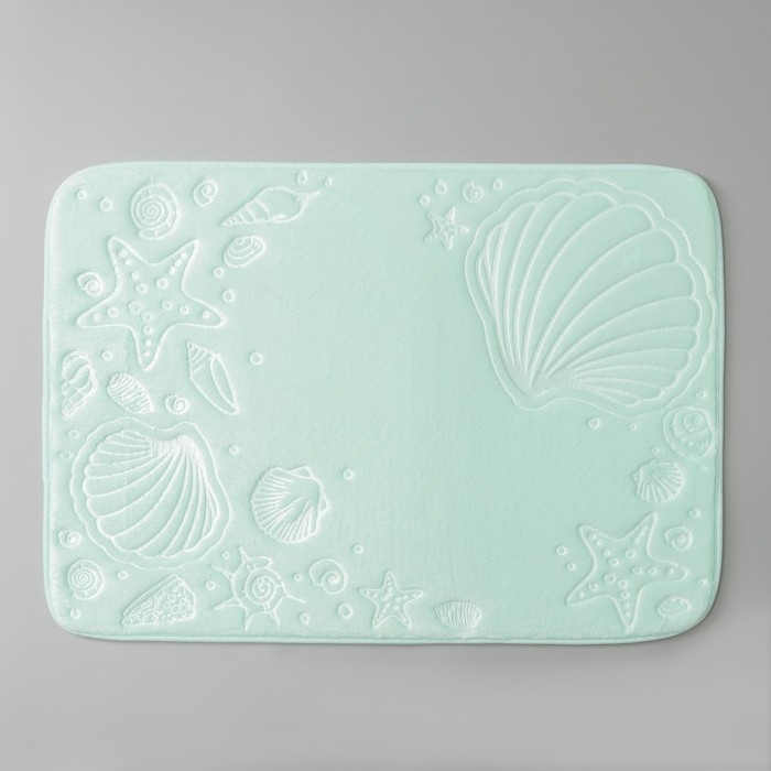 Коврик для ванной Доляна «Морское дно», 50×70 см, цвет бирюзовый Коврик для ванной Доляна «Морское дно», 50×70 см, цвет бирюзовый