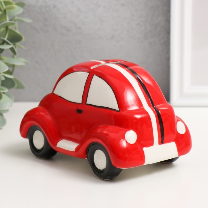 Копилка керамика  Копилка керамика "Машинка с глазками" красная 13х7,8х7,4 см