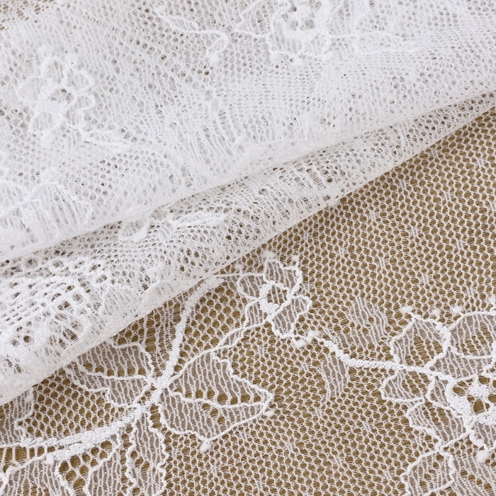 Кружевная эластичная ткань, 240 мм × 2,7 ± 0,5 м, цвет белый Кружевная эластичная ткань, 240 мм × 2,7 ± 0,5 м, цвет белый