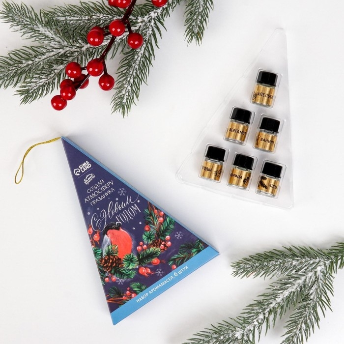 Аромамасла новогодние «С Новым годом» на Новый год, набор 6 шт, 3 мл Аромамасла новогодние «С Новым годом» на Новый год, набор 6 шт, 3 мл