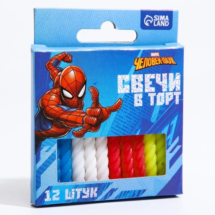 Набор свечей для торта Набор свечей для торта "С Днем Рождения", 12 штук, Человек-паук