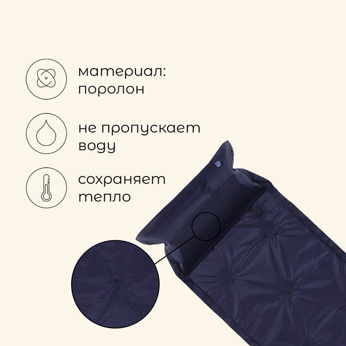 Коврик туристический maclay, самонадувающийся, 188х57х2.5 см, цвет синий Коврик туристический maclay, самонадувающийся, 188х57х2.5 см, цвет синий