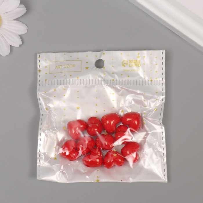 Набор бусин для творчества пластик "Алые сердца" 16 гр 1,5х1,5 см