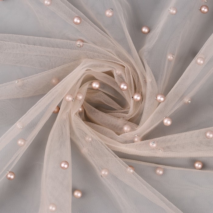 Сетка с бусинами, 150 см, 1 ± 0,2 м, цвет бежевый Сетка с бусинами, 150 см, 1 ± 0,2 м, цвет бежевый
