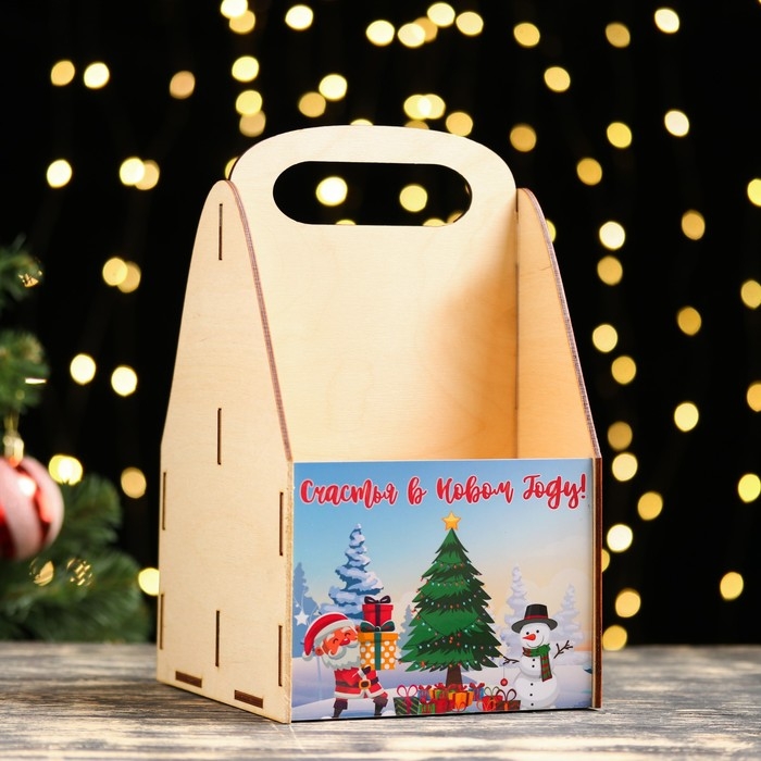 Ящик под пиво  Ящик под пиво "Счастья в Новом году!" темный фон