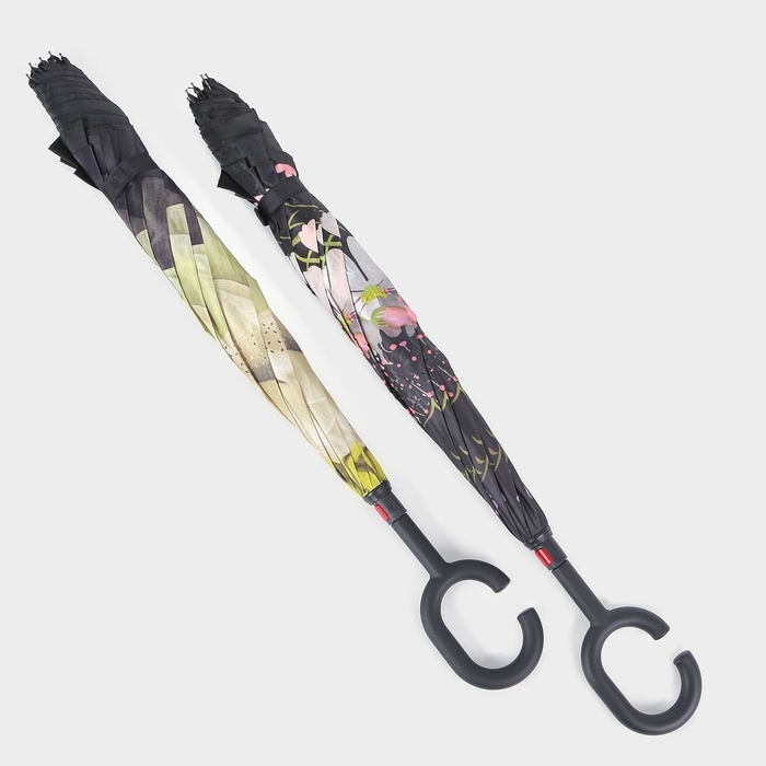 Зонт - наоборот «Цветы», механический, 8 спиц, R = 53/60 см, D = 120 см, цвет МИКС Зонт - наоборот «Цветы», механический, 8 спиц, R = 53/60 см, D = 120 см, цвет МИКС