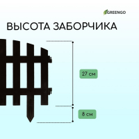 Ограждение декоративное, 35 × 210 см, 5 секций, пластик, коричневое, RENESSANS, Greengo