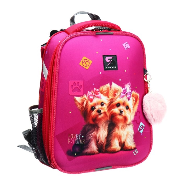 Рюкзак каркасный школьный 38 х 30 х 16 см, эргономичная спинка, Stavia Рюкзак каркасный школьный 38 х 30 х 16 см, эргономичная спинка, Stavia "Йорки", розовый