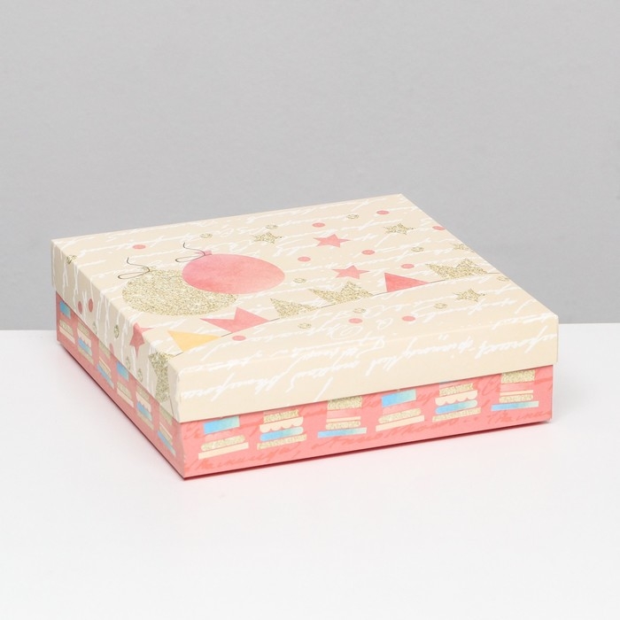 Коробка складная, "Праздничные шары"  23 х 23 х 6,5 см