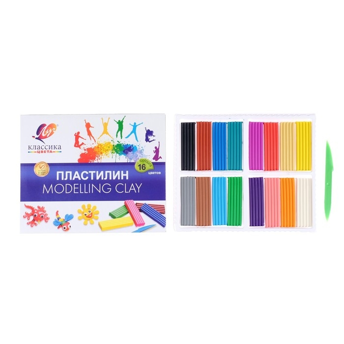 Пластилин 16 цветов 320 г  Пластилин 16 цветов 320 г "Классика"