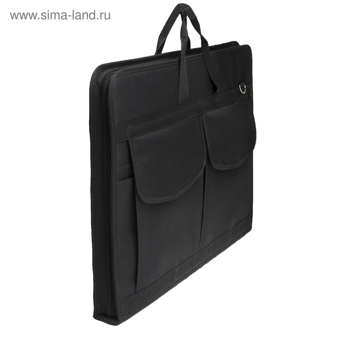 Папка для чертежей и рисунков А2, 640 х 450 х 30 мм, с ручками, текстильная, Estado, 3 кармана, цвет чёрный,