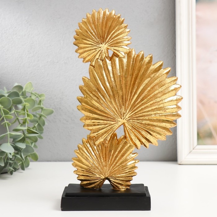 Сувенир полистоун  Сувенир полистоун "Листья веерной пальмы" золото 5,5х13х24,5 см