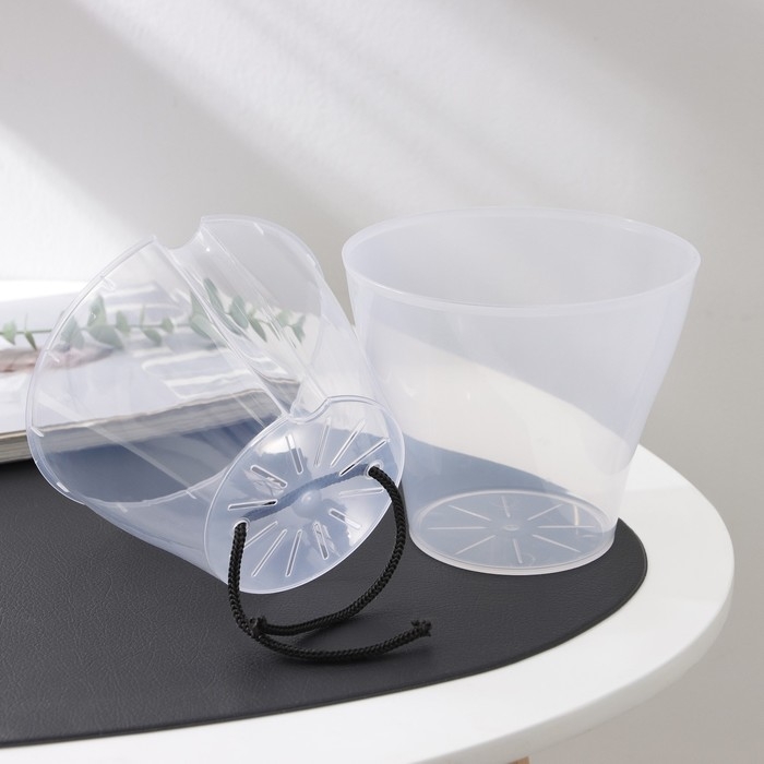 Кашпо для цветов со вставкой «Афина», 1 л, цвет прозрачный Кашпо для цветов со вставкой «Афина», 1 л, цвет прозрачный