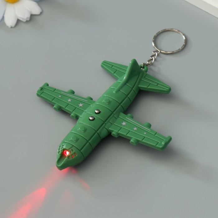 Фонарик свет на кольце Фонарик свет на кольце "Военный самолет" мигает, 3 режима, ультрафиолет, лазер 10х11 см