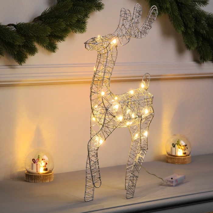 Фигура световая Фигура световая "Олень серый", 45х22х6 см, 20 LED, ААх2 (не в компл.), Т/БЕЛЫЙ