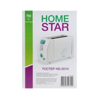 Тостер HOMESTAR HS-2014, 750Вт, 7 режимов прожарки, 2 тоста, бело-бирюзовый