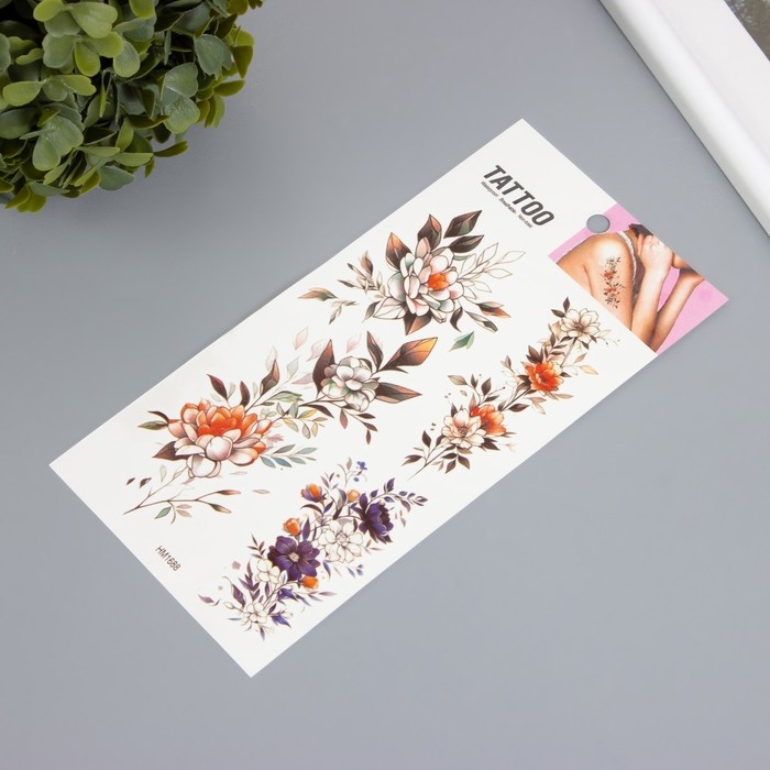 Татуировка на тело цветная Татуировка на тело цветная "Маленькие цветы" 10х20,5 см