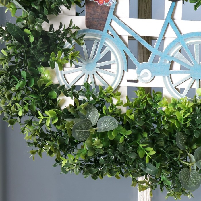 Венок на дверь интерьерный Венок на дверь интерьерный "Велосипед" 48х48 см