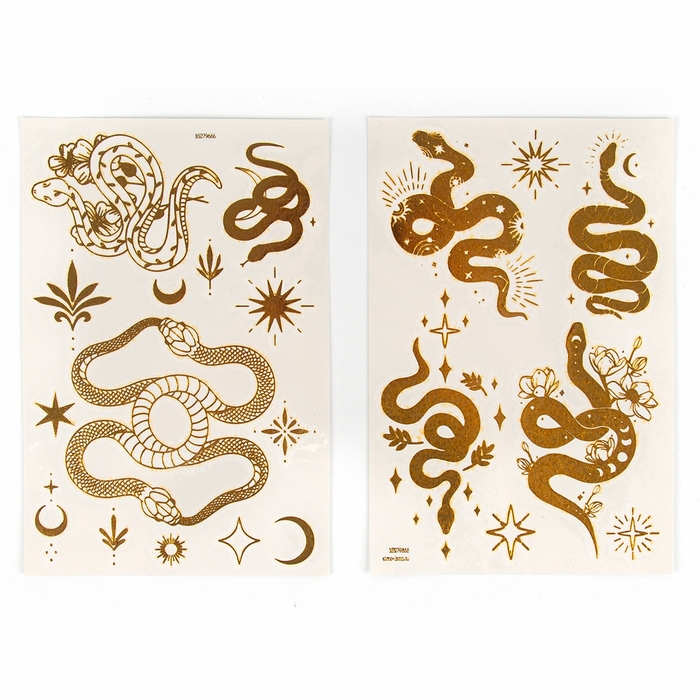 Новый год! Переводные тату «Змея», золотые Новый год! Переводные тату «Змея», золотые