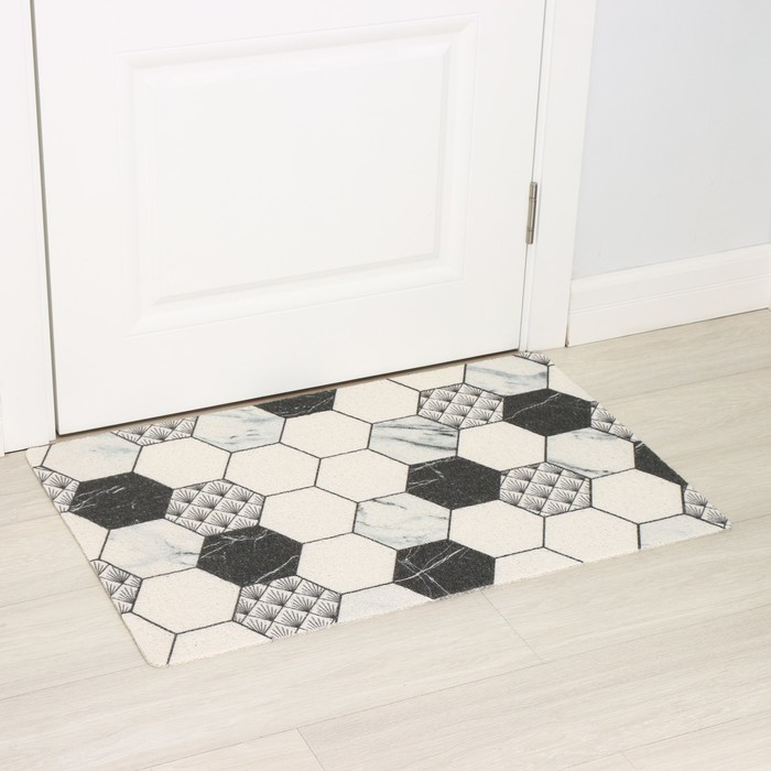 Коврик придверный грязезащитный Доляна «Мрамор», вырезной, 50×80 см, цвет серый Коврик придверный грязезащитный Доляна «Мрамор», вырезной, 50×80 см, цвет серый